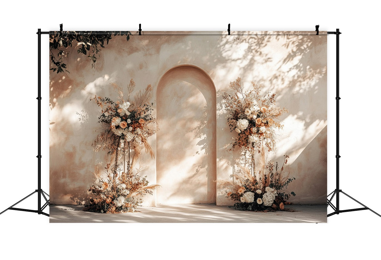 Warm Beige Archway Floral Boho Backdrop UK BRP10-61