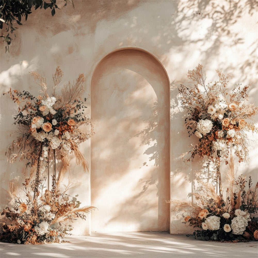 Warm Beige Archway Floral Boho Backdrop UK BRP10-61