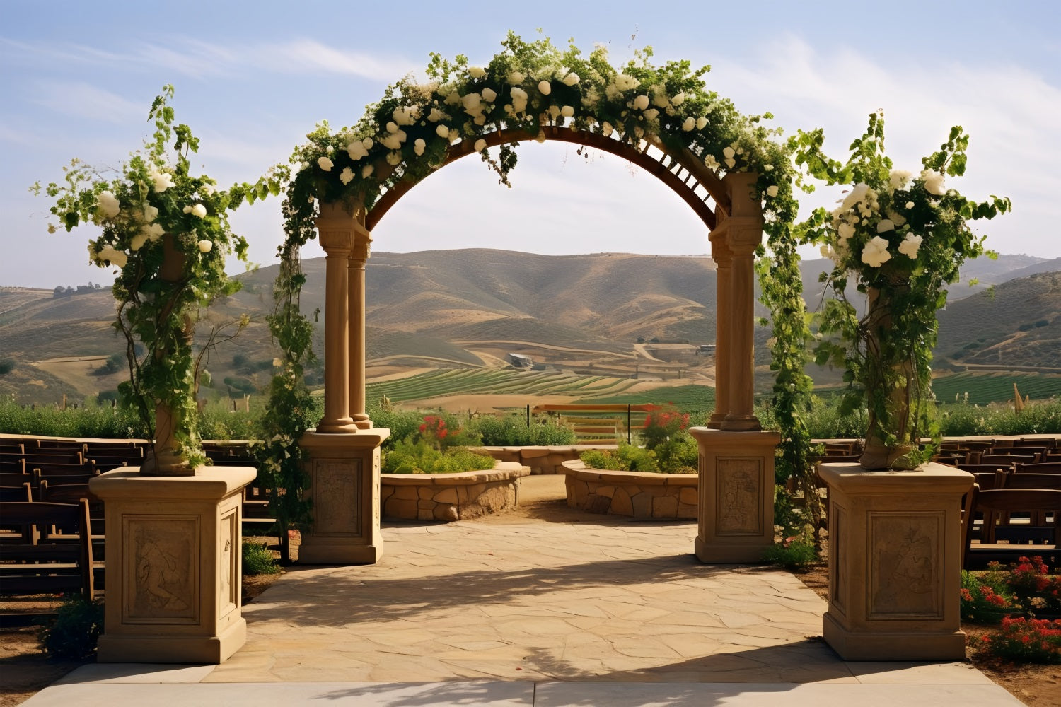 Bohemian Decoration Backdrop Floral Arch Hills Backdrop UK BRP10-610