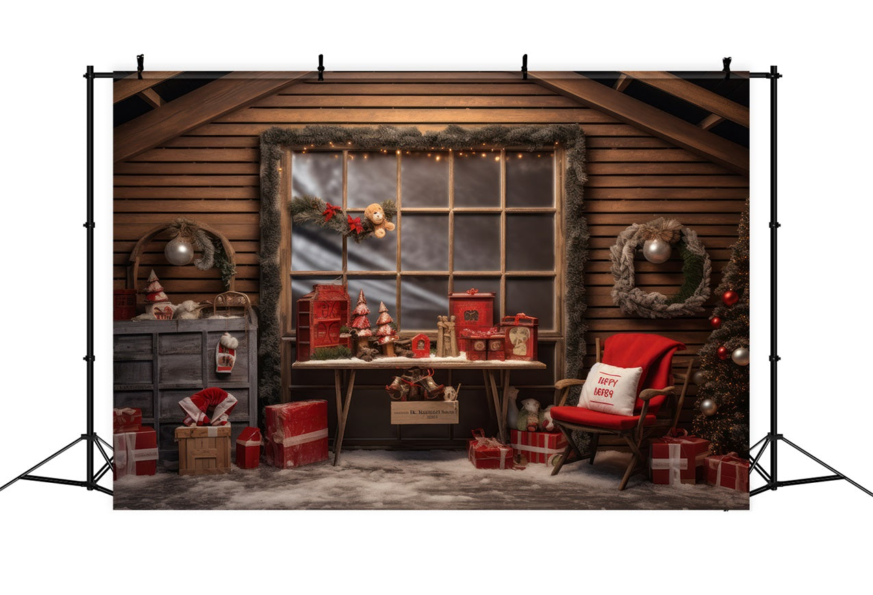 Christmas Window Backdrop Santa's Workshop Presents Backdrop UK BRP10-615