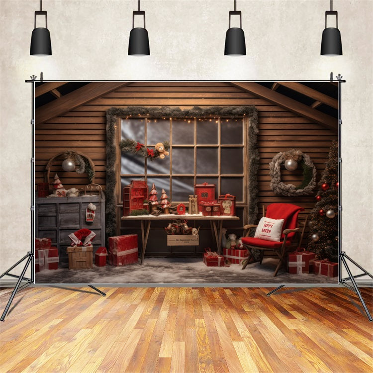 Christmas Window Backdrop Santa's Workshop Presents Backdrop UK BRP10-615