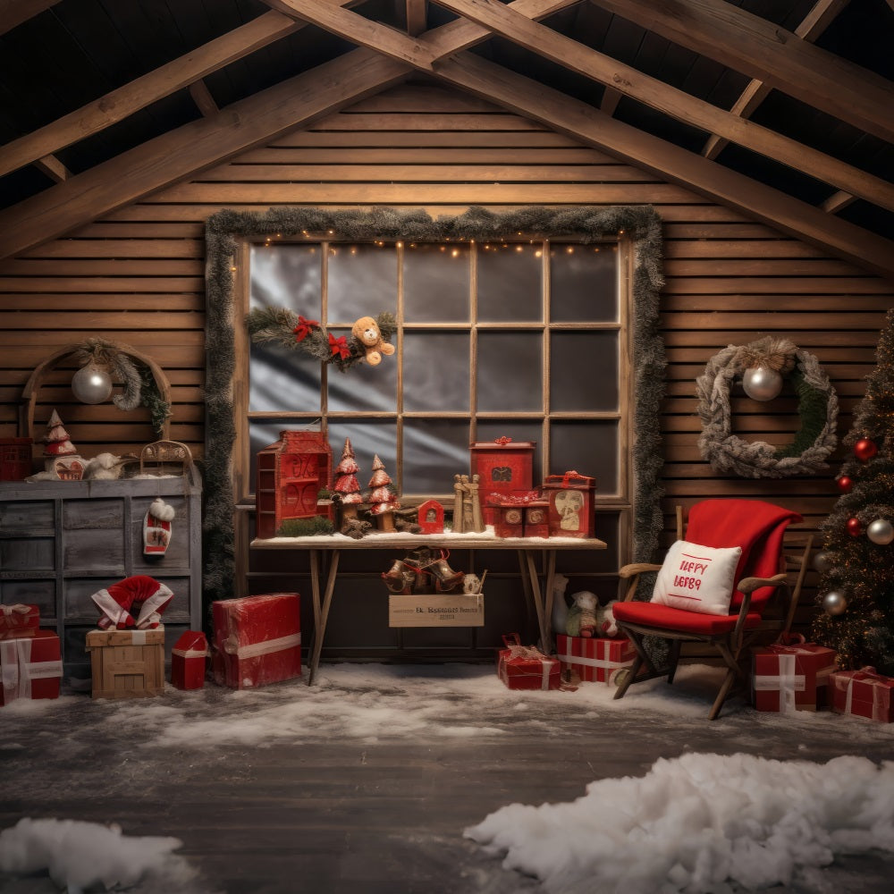 Christmas Window Backdrop Santa's Workshop Presents Backdrop UK BRP10-615