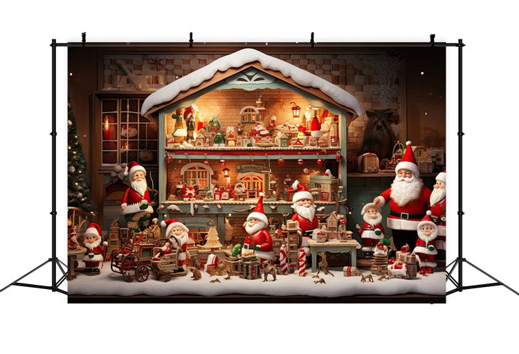 Christmas Backdrop Photography Santa's Workshop Gifts Backdrop UK BRP10-617