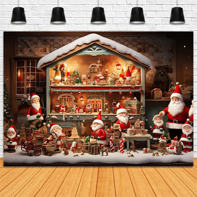 Christmas Backdrop Photography Santa's Workshop Gifts Backdrop UK BRP10-617