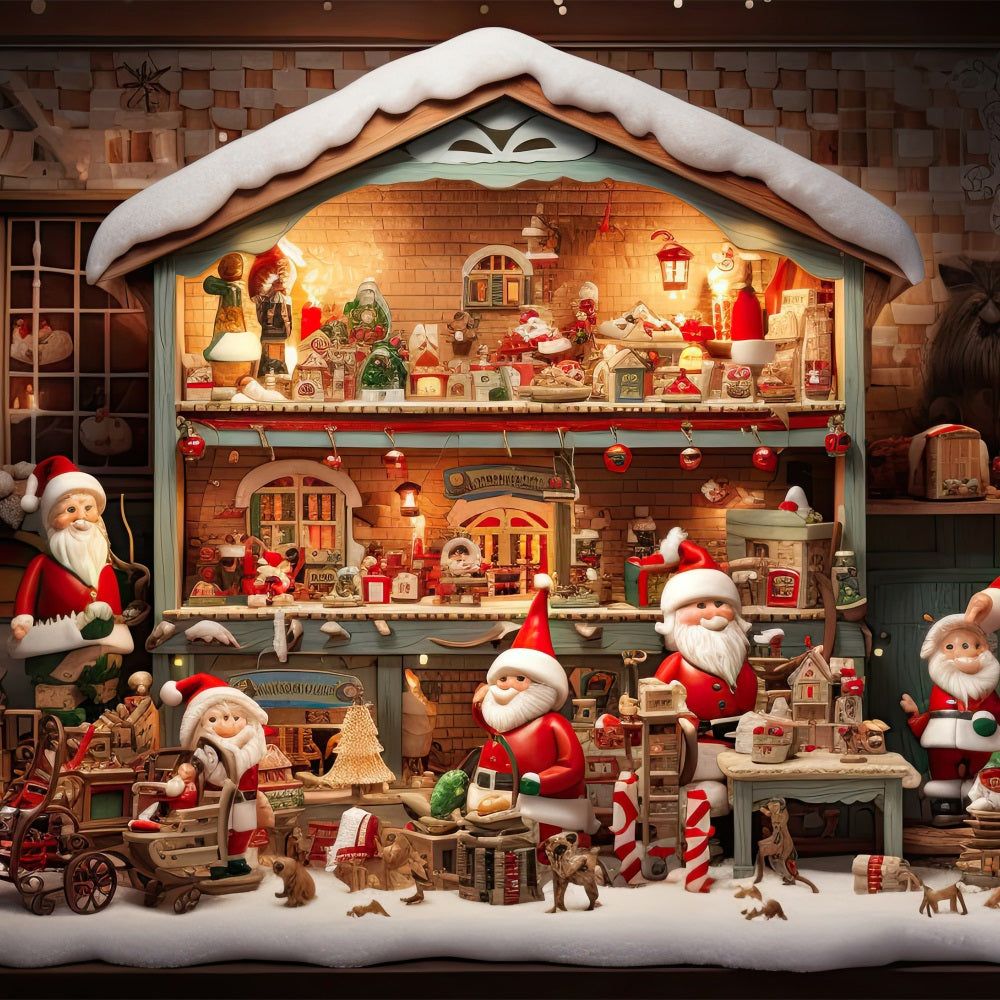 Christmas Backdrop Photography Santa's Workshop Gifts Backdrop UK BRP10-617