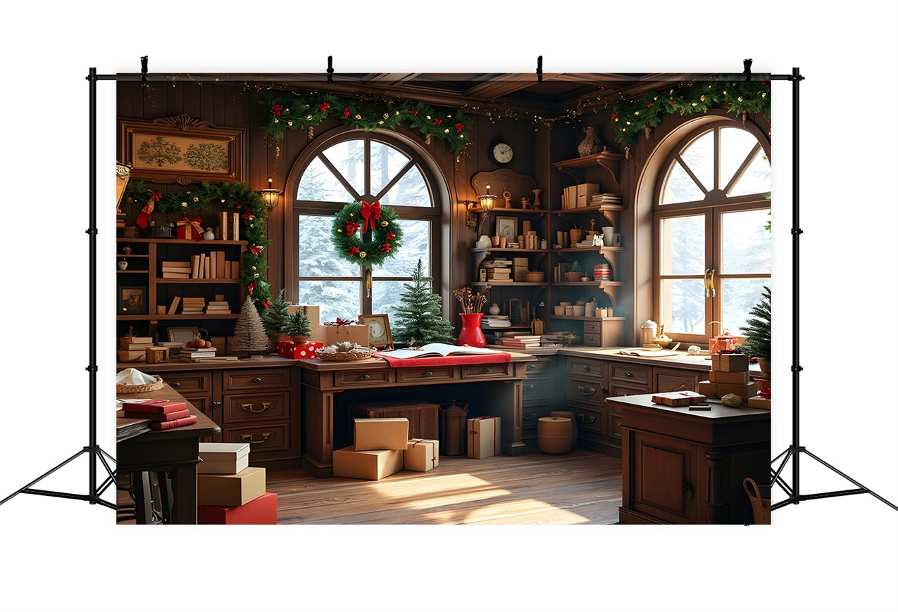 Christmas Photo Backdrops Santa's Workshop Gifts Backdrop UK BRP10-619