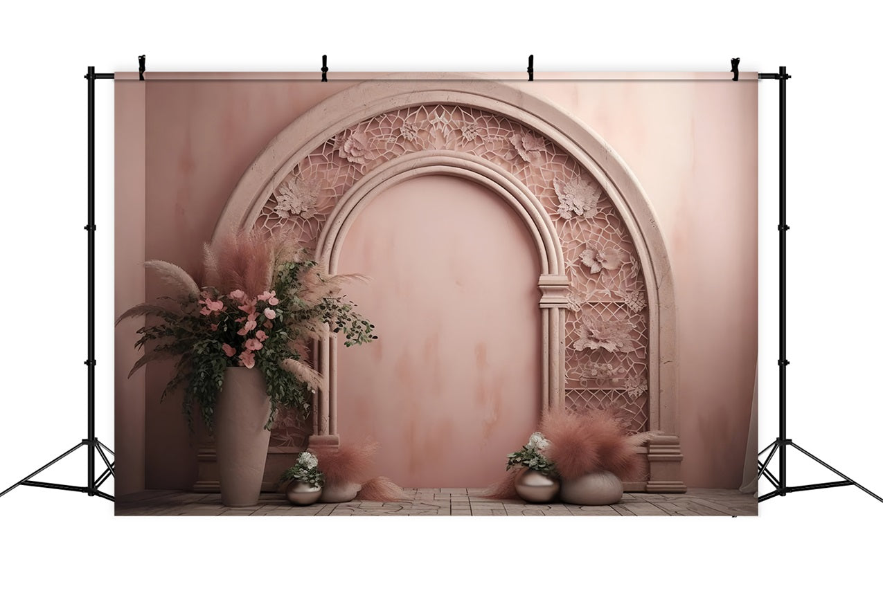 Soft Pastel Arch Floral Bouquets Boho Backdrop UK BRP10-62