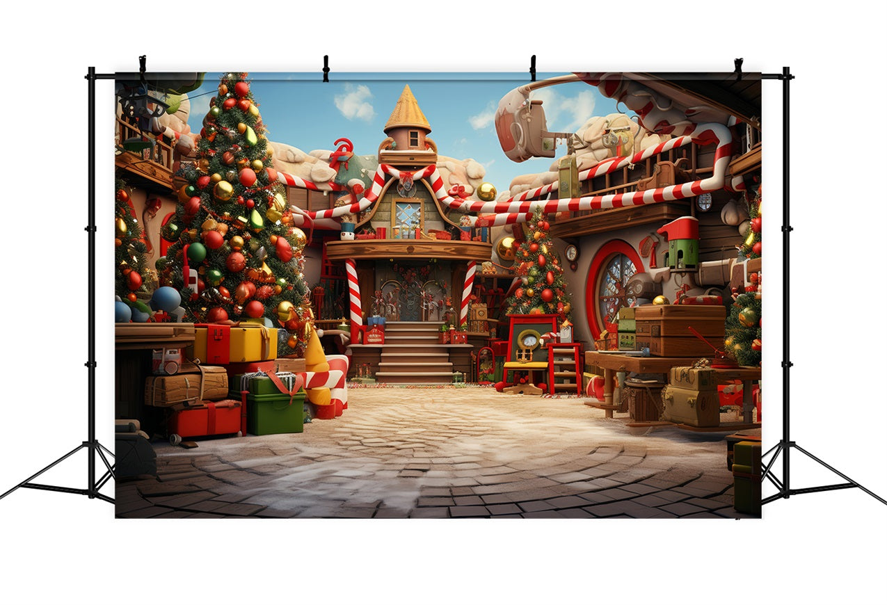 Christmas Photography Backdrop Santa's Workshop Preparation Backdrop UK BRP10-623