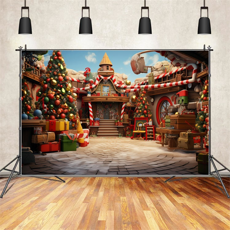 Christmas Photography Backdrop Santa's Workshop Preparation Backdrop UK BRP10-623