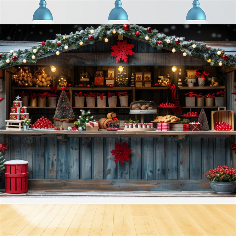 Christmas Photoshoot Backdrop Santa's Workshop Stall Treats Backdrop UK BRP10-624