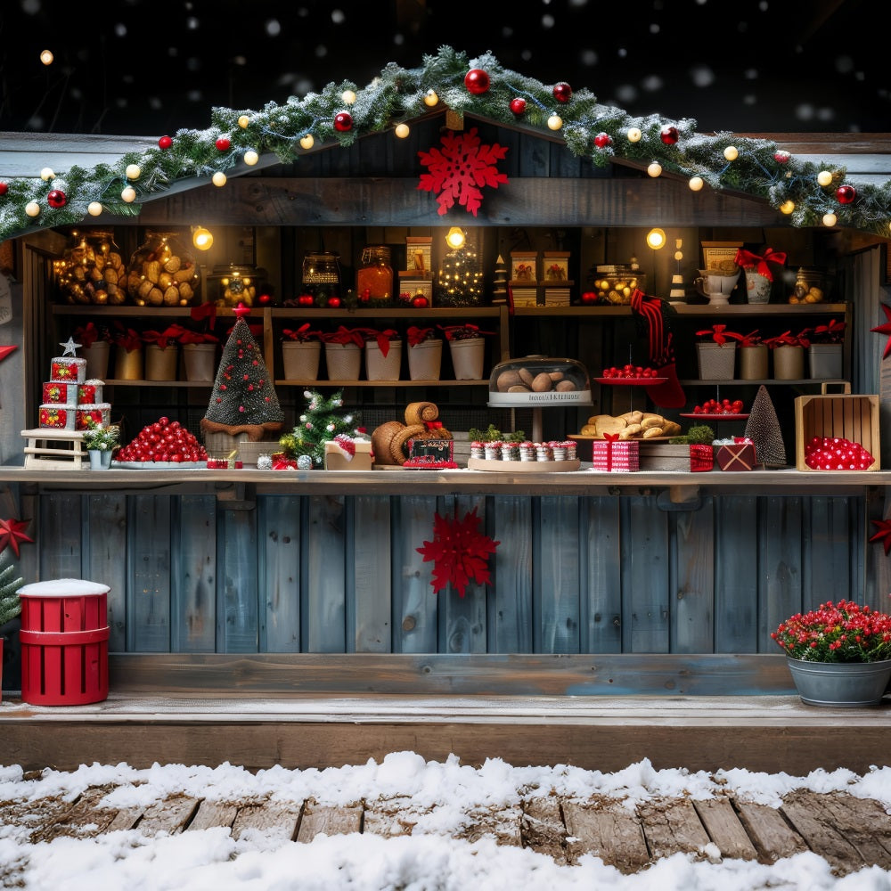 Christmas Photoshoot Backdrop Santa's Workshop Stall Treats Backdrop UK BRP10-624