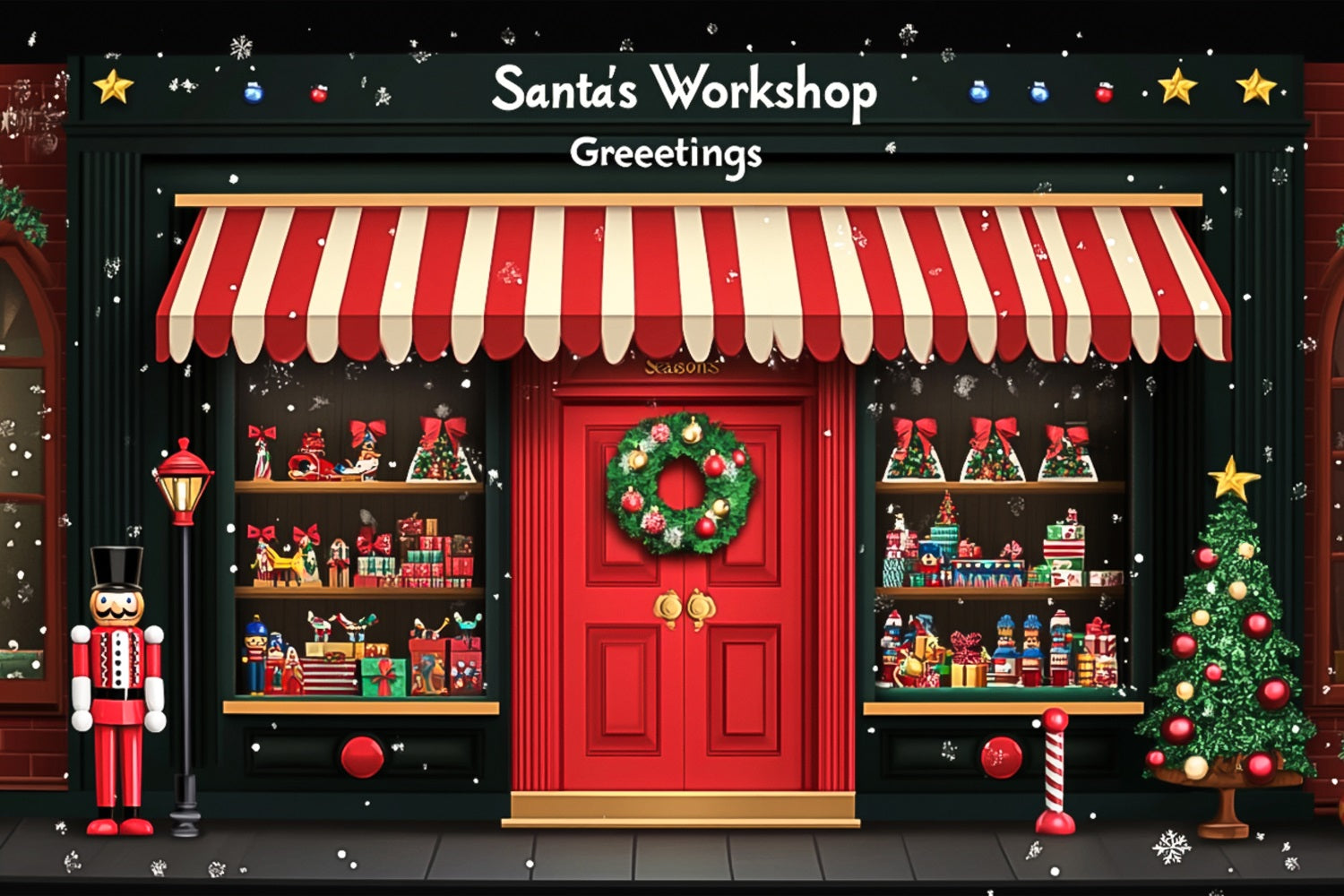 Christmas Tree Backdrop Santa's Workshop Entrance Backdrop UK BRP10-625