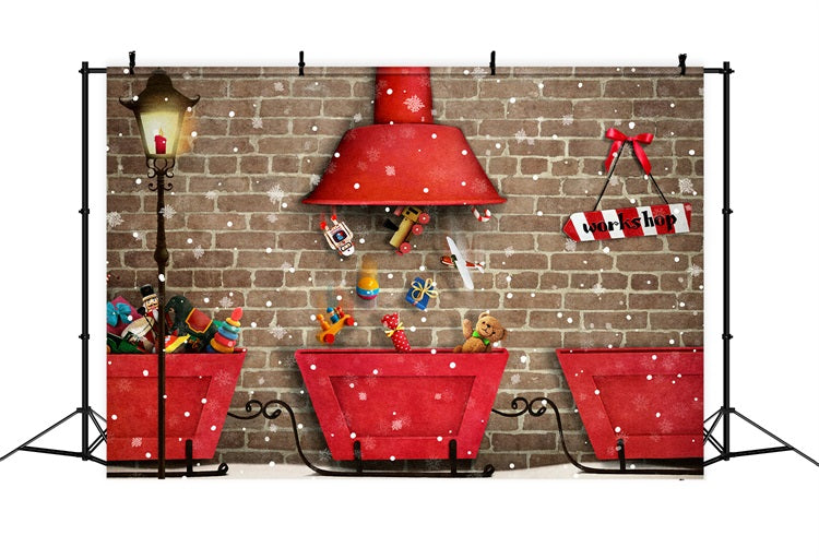 Christmas Background Backdrops Santa's Workshop Gift Distribution Backdrop UK BRP10-630