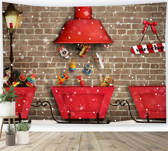 Christmas Background Backdrops Santa's Workshop Gift Distribution Backdrop UK BRP10-630