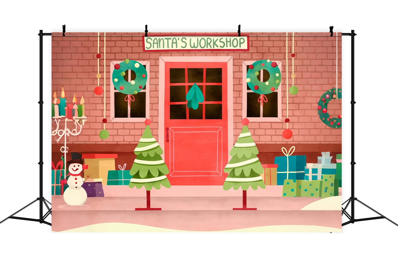 Christmas Backdrops Santa's Workshop Entrance Decor Backdrop UK BRP10-631