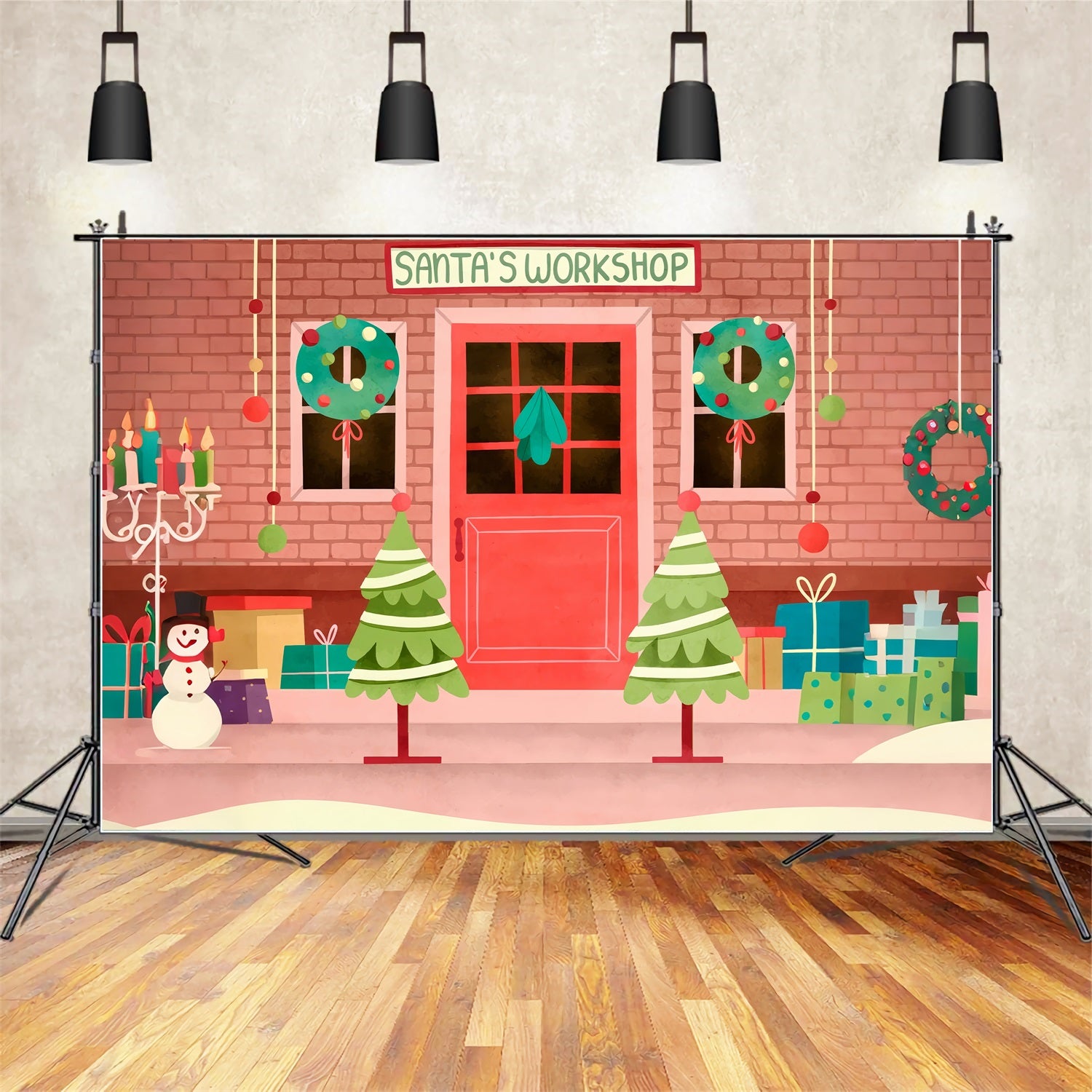 Christmas Backdrops Santa's Workshop Entrance Decor Backdrop UK BRP10-631