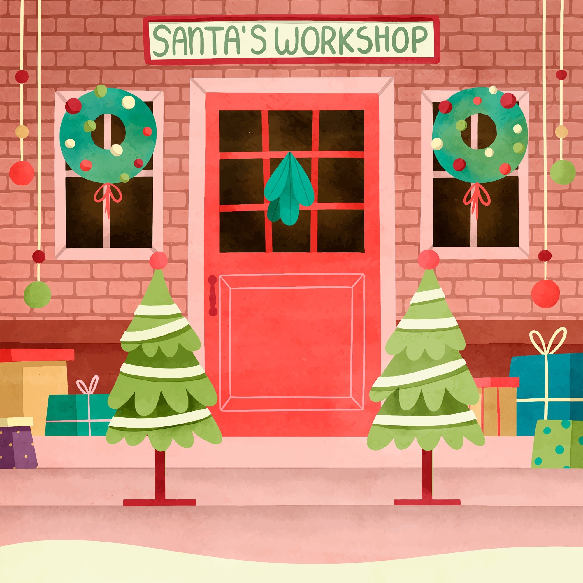 Christmas Backdrops Santa's Workshop Entrance Decor Backdrop UK BRP10-631