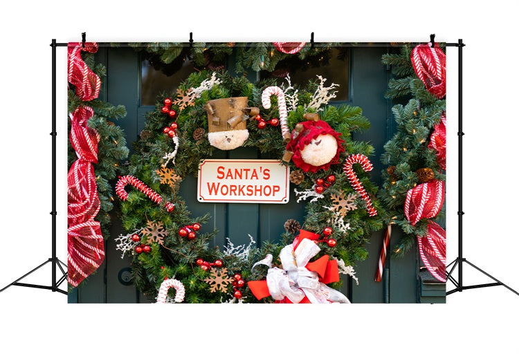 Christmas Backdrop Photos Santa's Workshop Decorations Backdrop UK BRP10-632