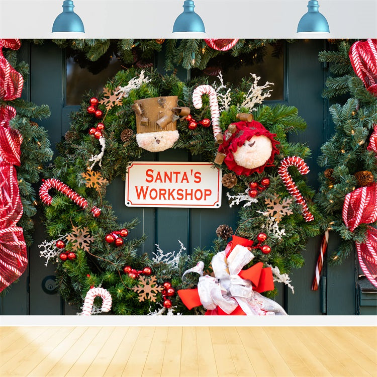 Christmas Backdrop Photos Santa's Workshop Decorations Backdrop UK BRP10-632