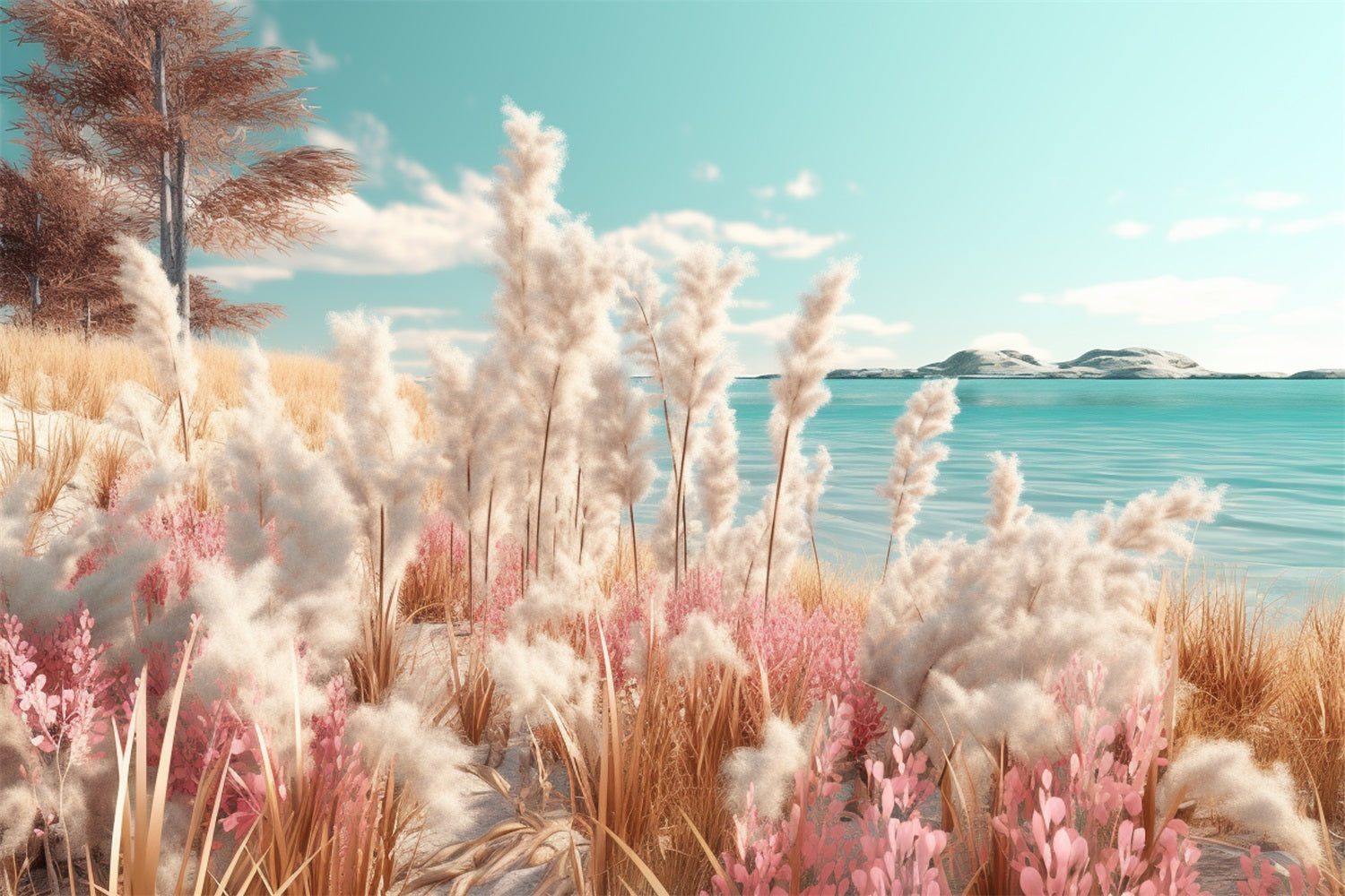 Dreamy Boho Beach Pink Accents Backdrop UK BRP10-66