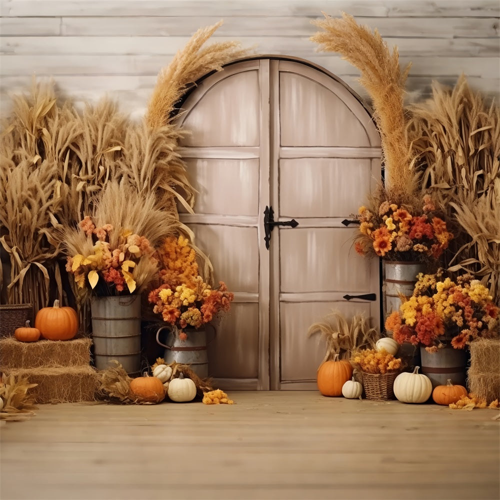 Boho Fall Harvest Scene Flowers Backdrop UK BRP10-67