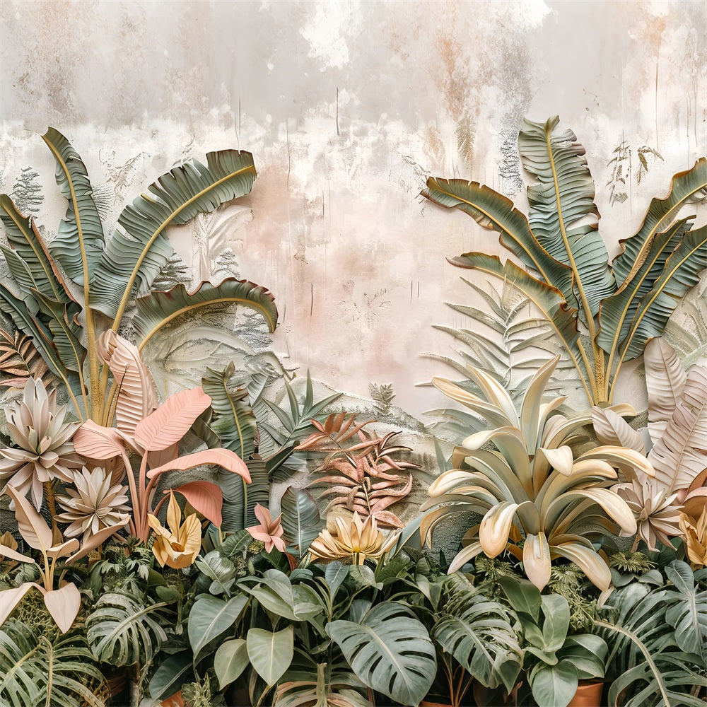 Tropical Boho Natural Leafy Details Backdrop UK BRP10-78