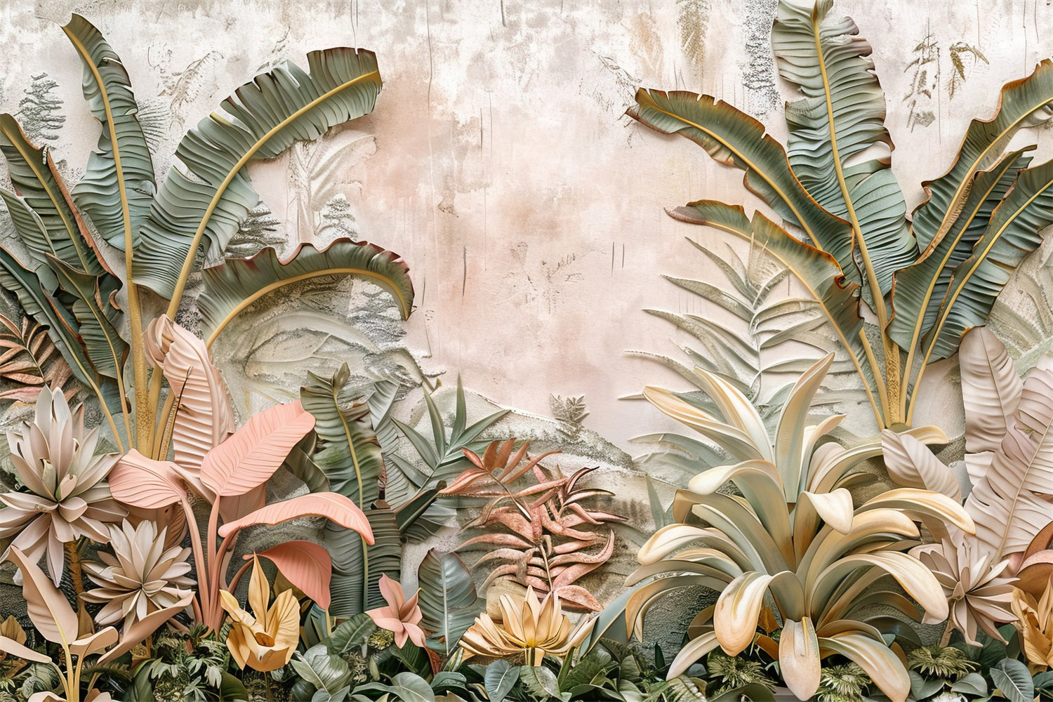 Tropical Boho Natural Leafy Details Backdrop UK BRP10-78