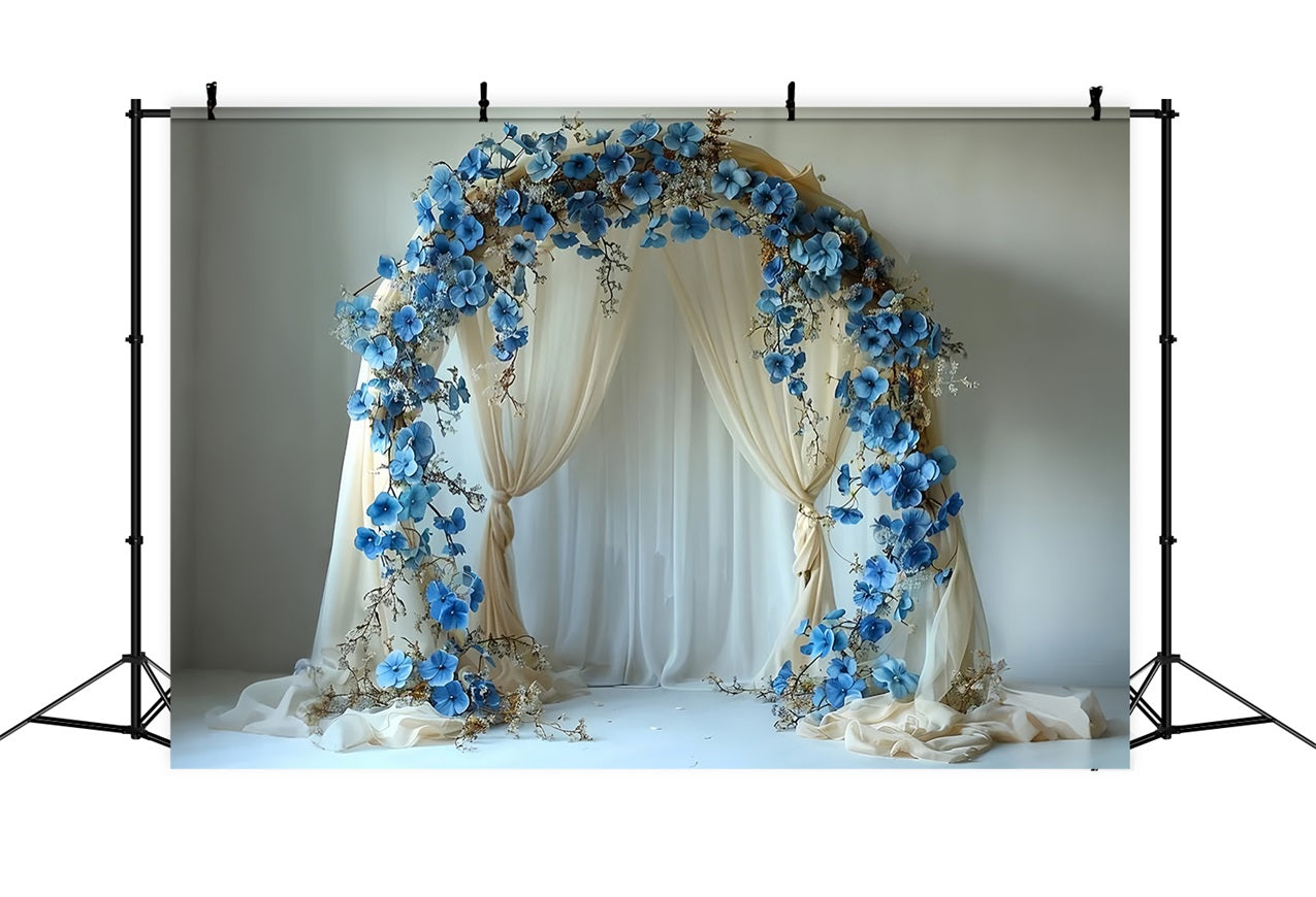 Elegant Boho Floral Archway Blue Backdrop UK BRP10-81