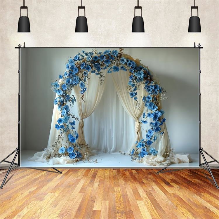 Elegant Boho Floral Archway Blue Backdrop UK BRP10-81