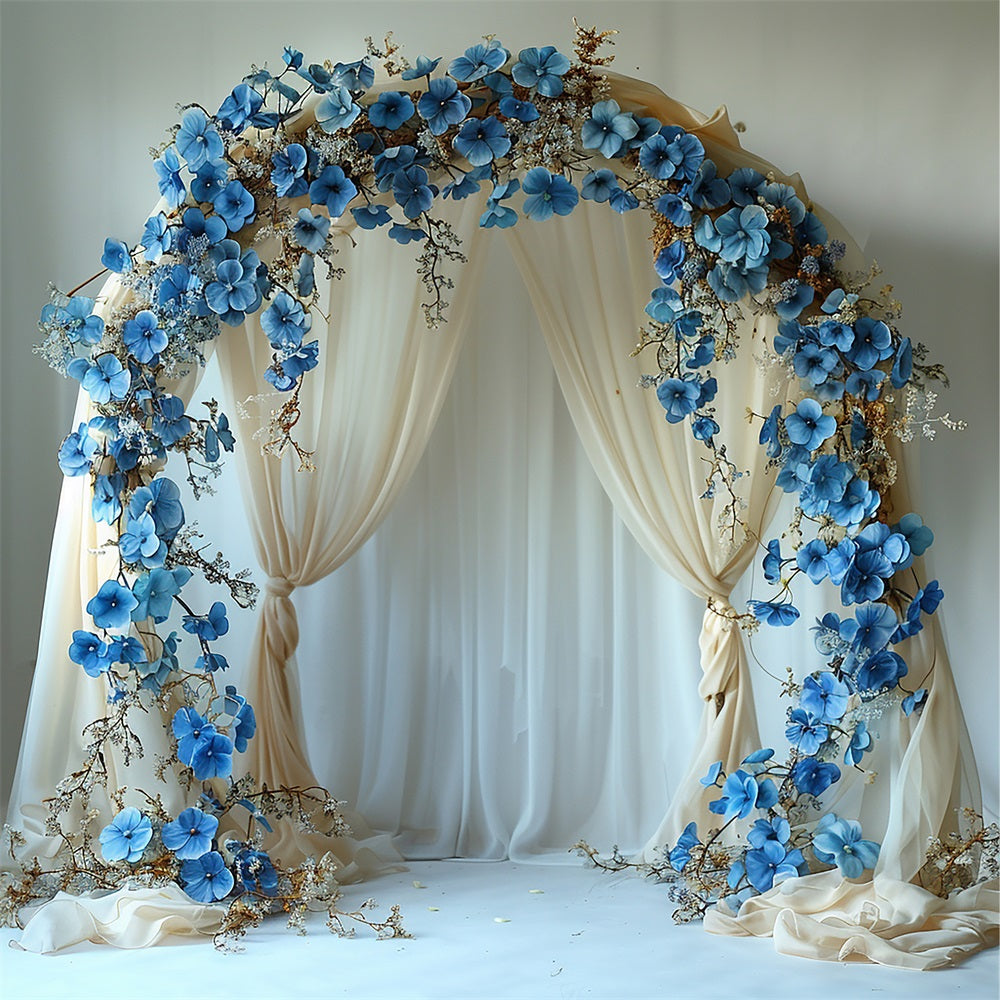 Elegant Boho Floral Archway Blue Backdrop UK BRP10-81