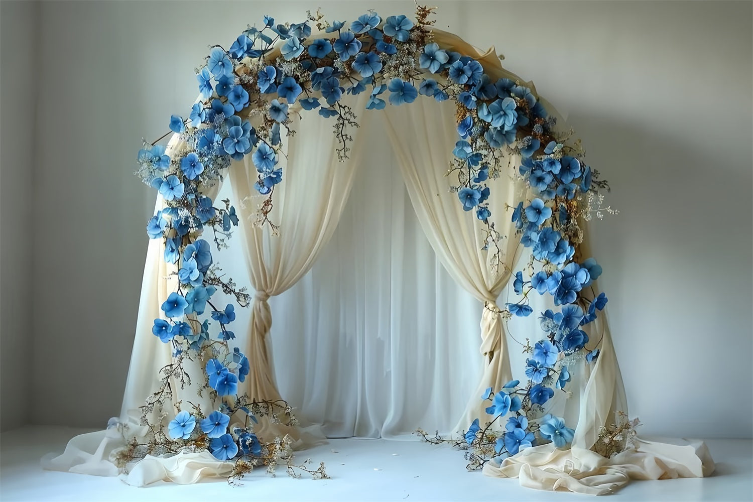 Elegant Boho Floral Archway Blue Backdrop UK BRP10-81