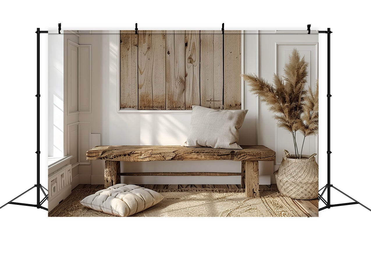 Simple Boho Wooden Bench Natural Backdrop UK BRP10-82