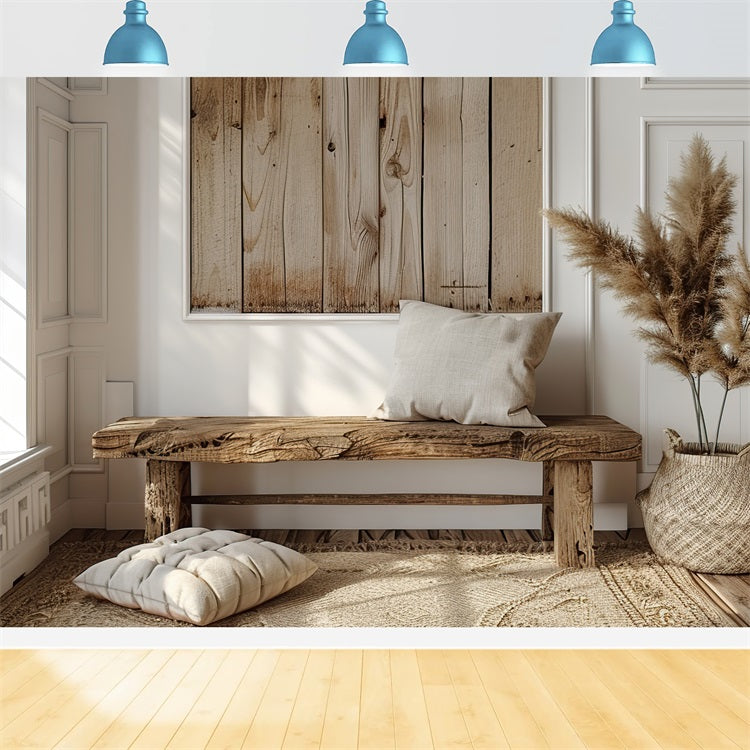 Simple Boho Wooden Bench Natural Backdrop UK BRP10-82