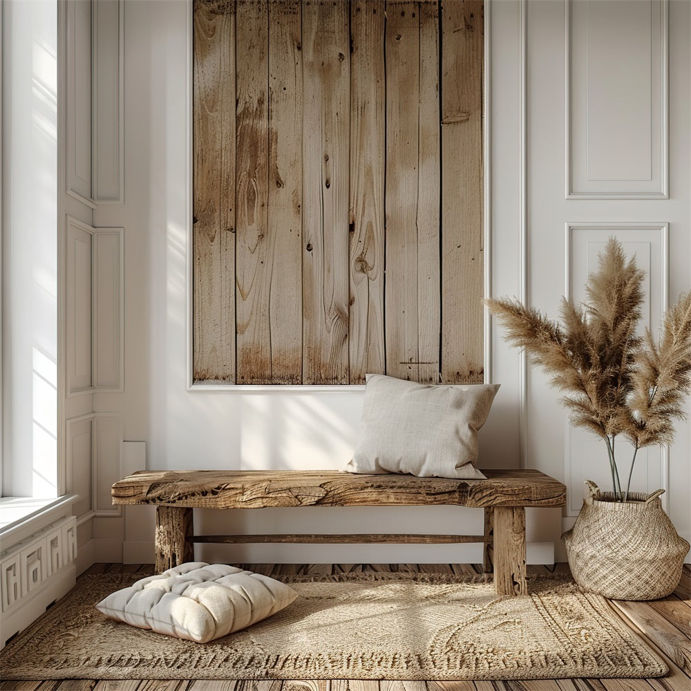 Simple Boho Wooden Bench Natural Backdrop UK BRP10-82