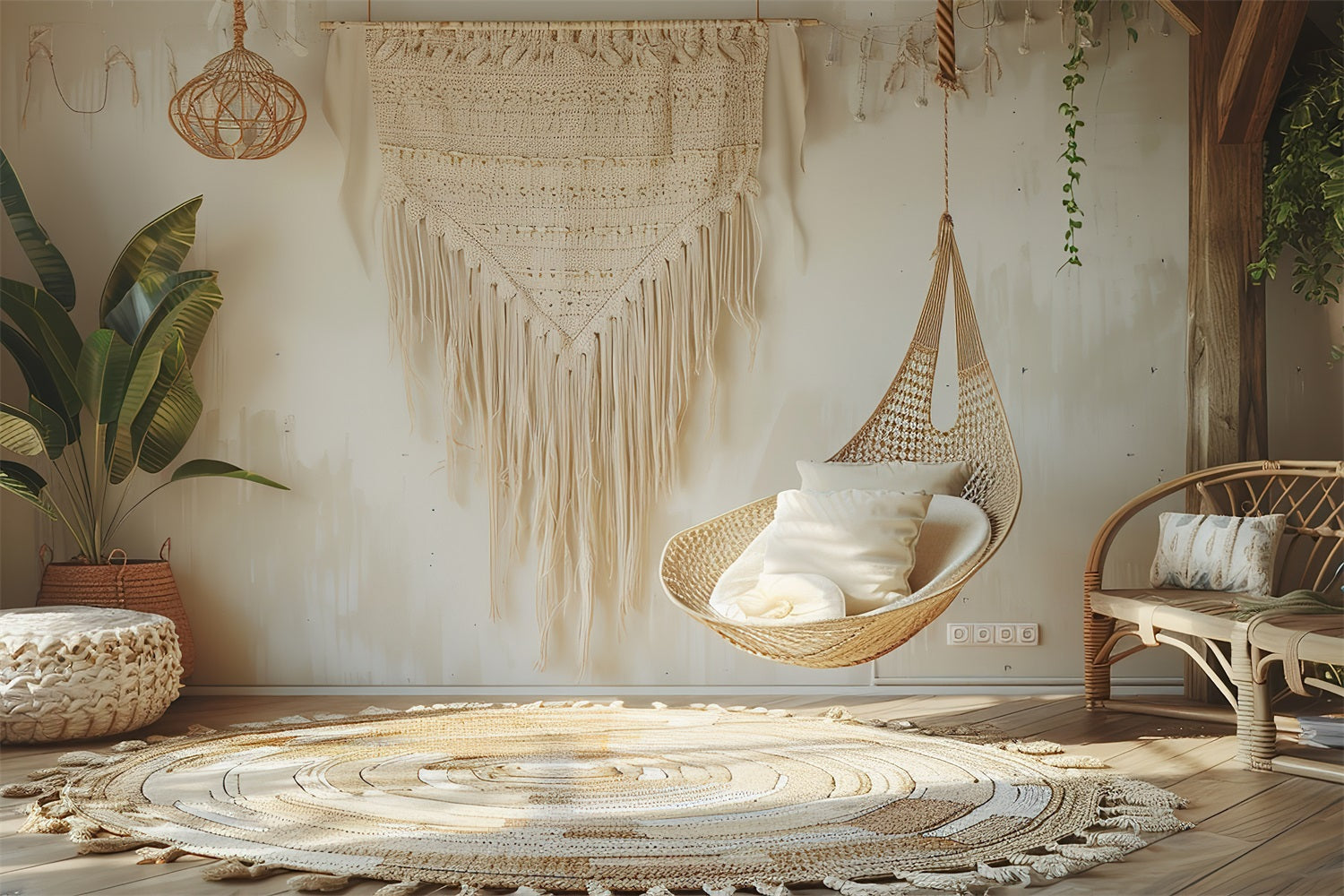 Natural Light Boho Hanging Chair Backdrop UK BRP10-87