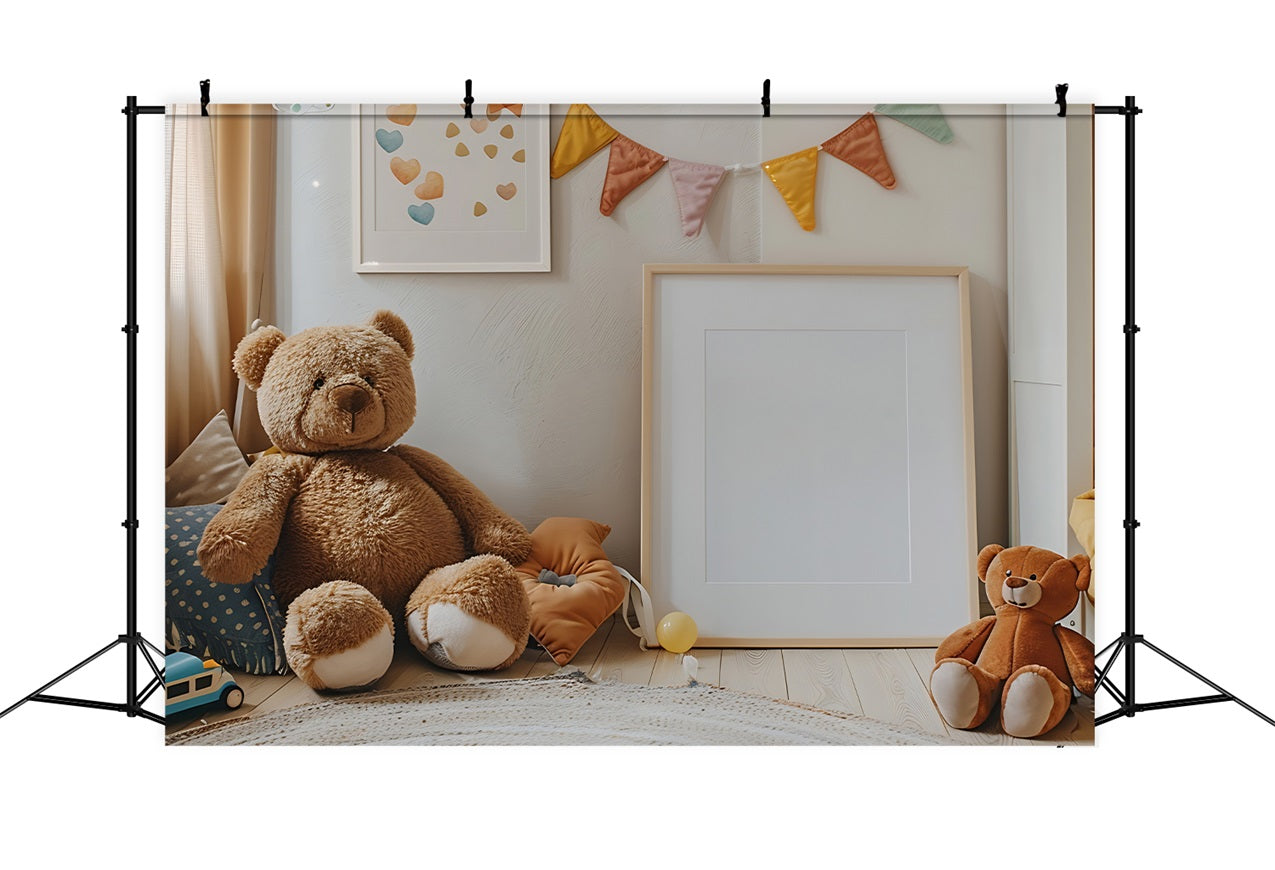 Boho Kids Room Teddy Bear Backdrop UK BRP10-88