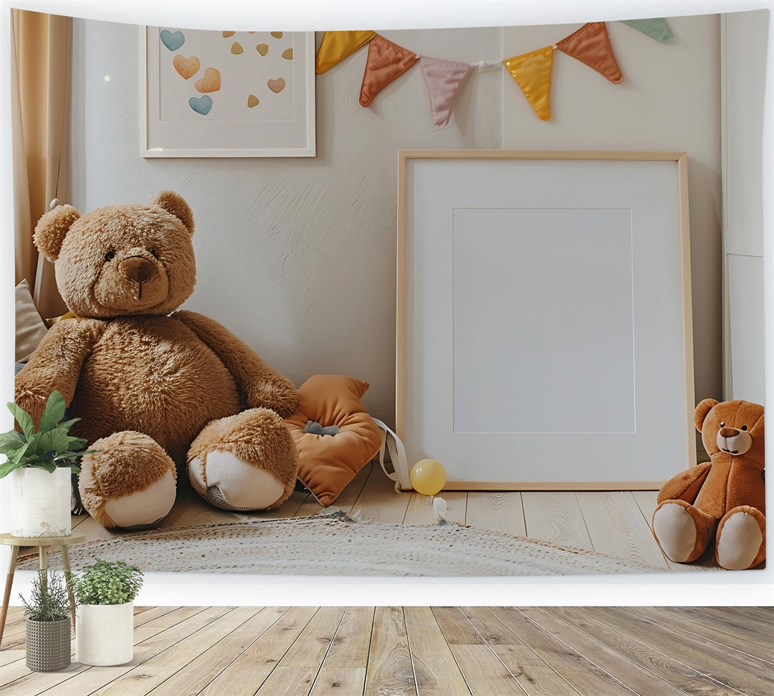 Boho Kids Room Teddy Bear Backdrop UK BRP10-88