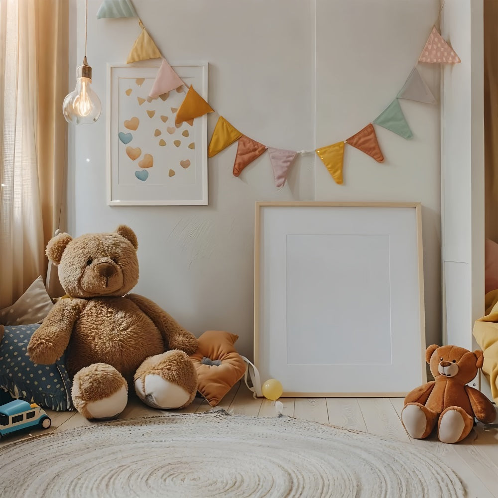 Boho Kids Room Teddy Bear Backdrop UK BRP10-88