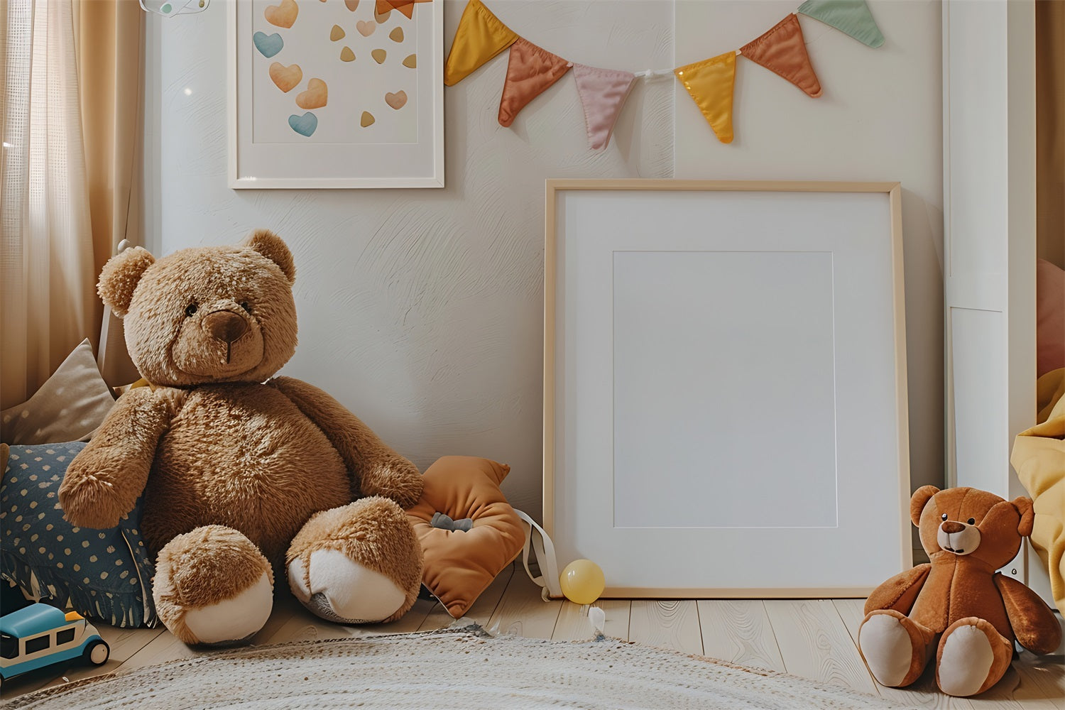 Boho Kids Room Teddy Bear Backdrop UK BRP10-88