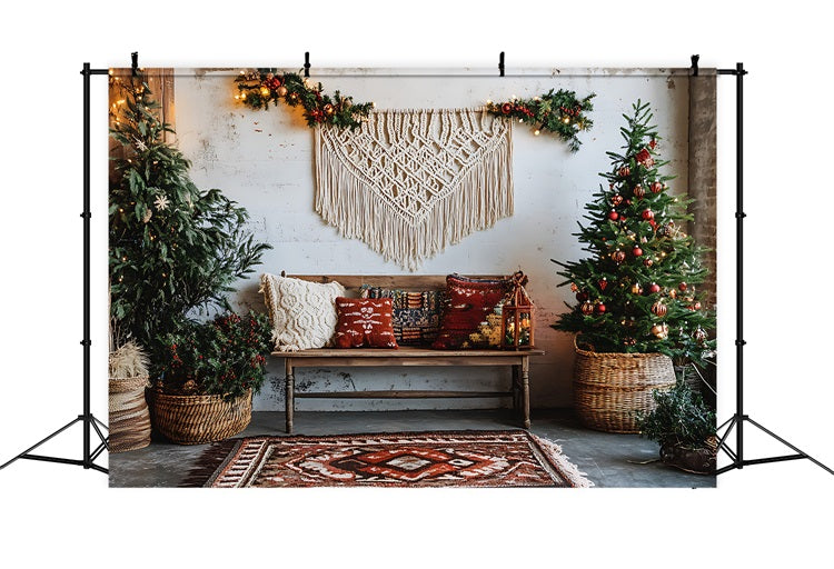 Bohemian Cozy Christmas Living Room Backdrop UK BRP10-93