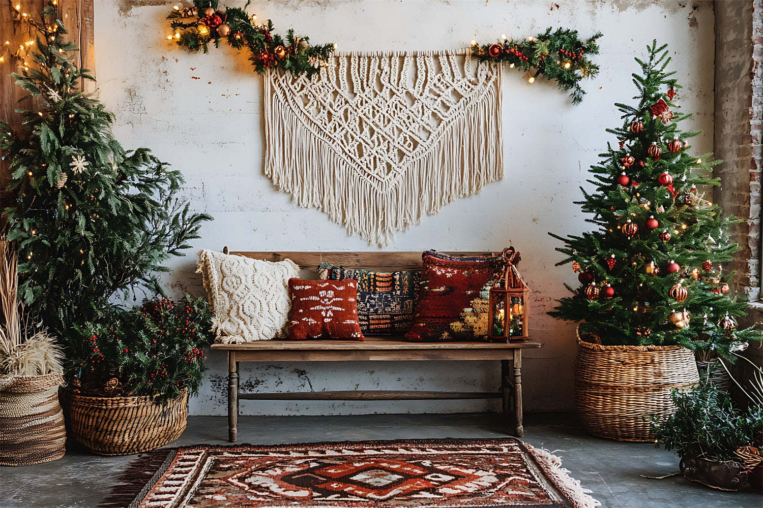 Bohemian Cozy Christmas Living Room Backdrop UK BRP10-93