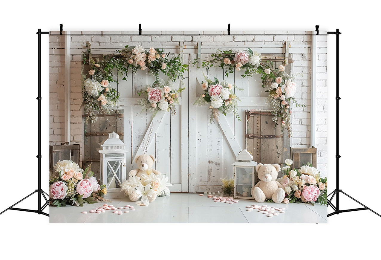 Romantic White Flower Wedding Boho Backdrop UK BRP10-95