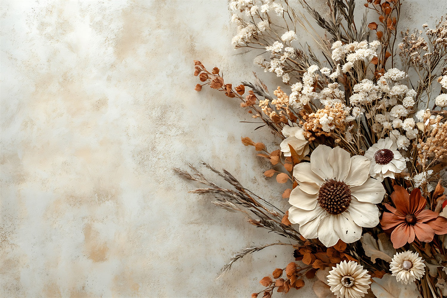 Boho Minimalist Dried Floral Arrangement Backdrop UK BRP10-96