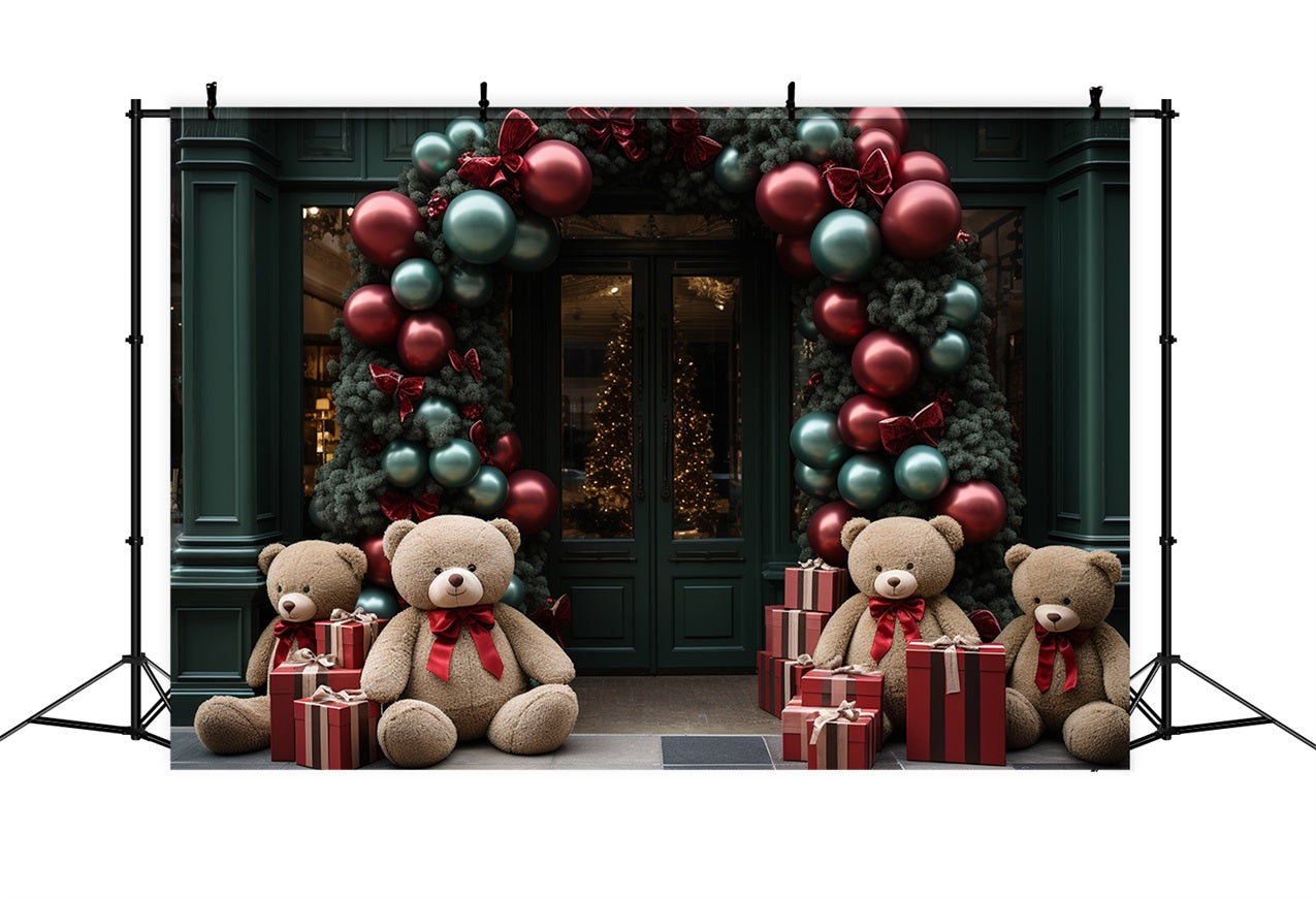 Christmas Backdrop Background Santa's Workshop Bears Presents Backdrop UK BRP11-103