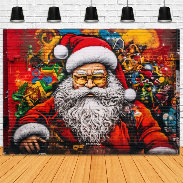 Christmas Backdrop Colorful Santa Wall Art Backdrop UK BRP11-105