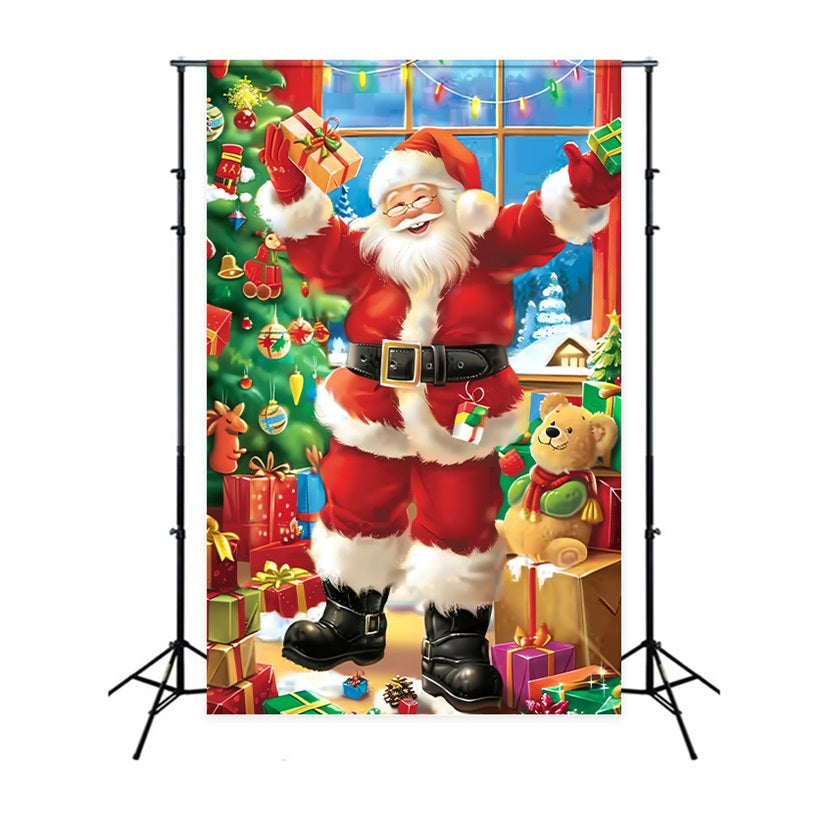 Christmas Photo Backdrops Santa Claus Jolly Gift Backdrop UK BRP11-109