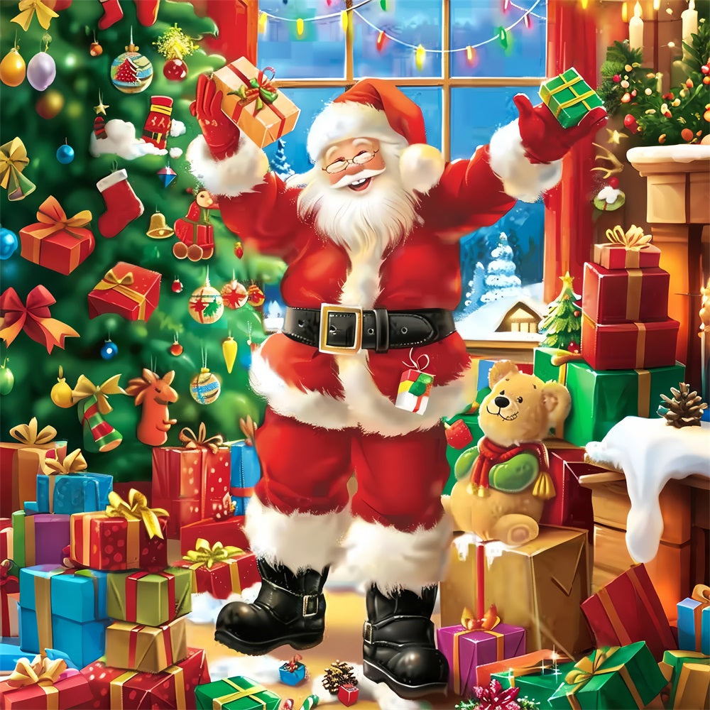 Christmas Photo Backdrops Santa Claus Jolly Gift Backdrop UK BRP11-109