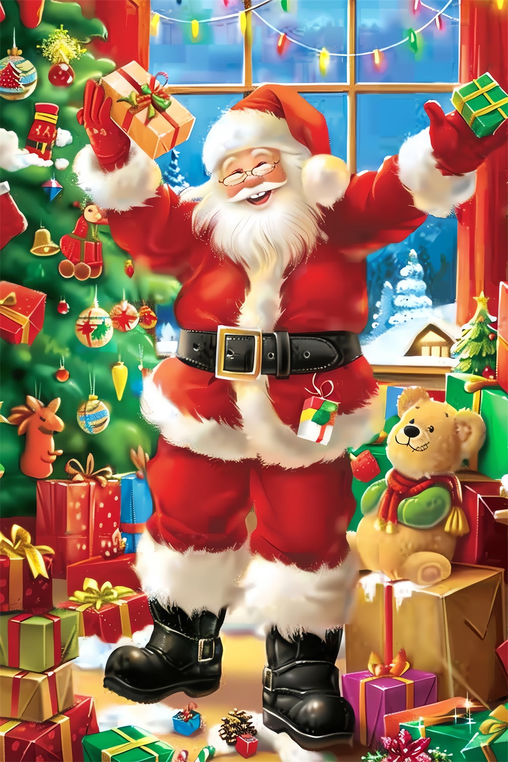 Christmas Photo Backdrops Santa Claus Jolly Gift Backdrop UK BRP11-109