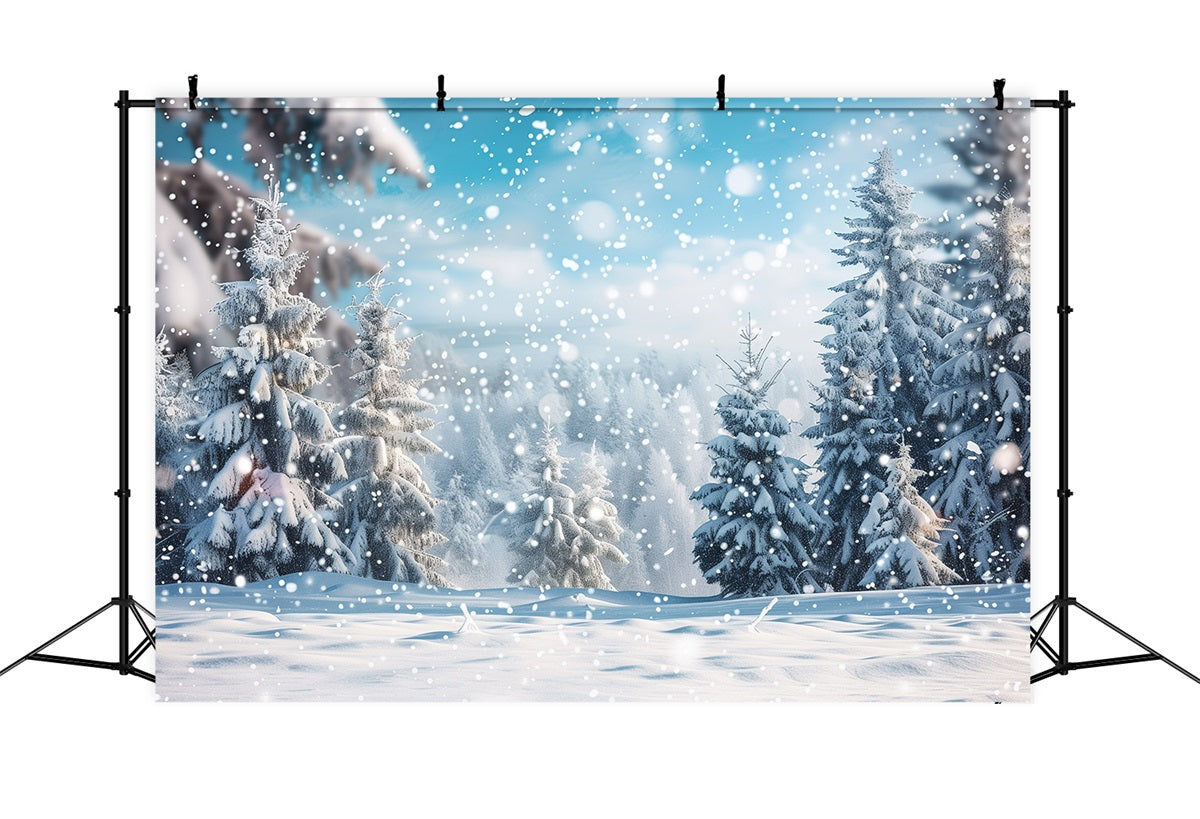 Winter Scene Backdrop Landscape Falling Snowflakes Backdrop UK BRP11-11