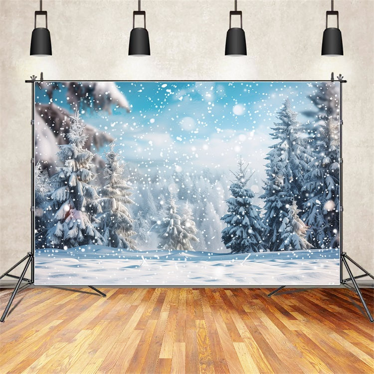 Winter Scene Backdrop Landscape Falling Snowflakes Backdrop UK BRP11-11